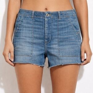 Hudson High Rise Button Fly Distressed Cutoff Denim Shorts Bali Wash Size 28